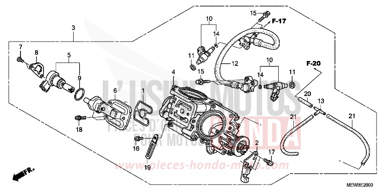 THROTTLE BODY for Deauville ABS SHASTA WHITE (NH138) from 2011